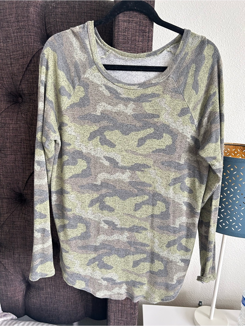 American Eagle Outfitters Olive Green & Gray Camo Knit